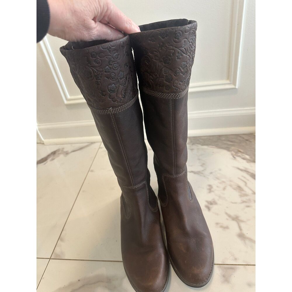 Timberland Brown Leather Knee-High Heeled Boots